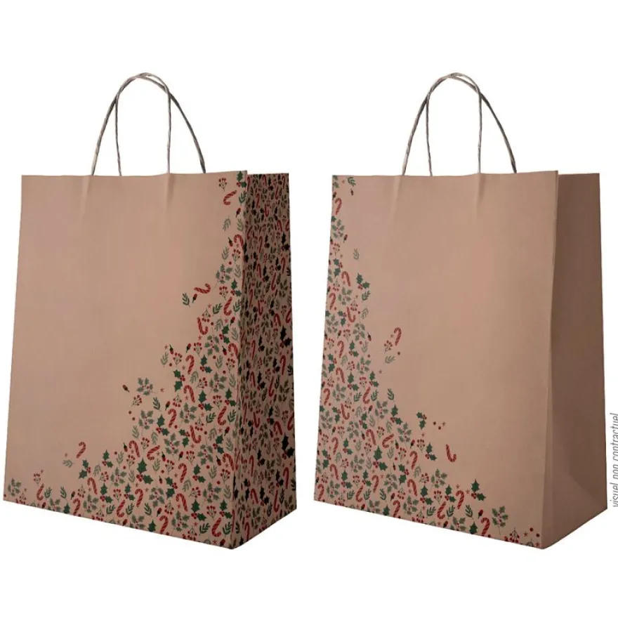 Sac kraft poignées torsadées Sugar - 24 x 11 x 31 cm