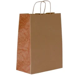Sac kraft poignées torsadées Jungle terracotta - 24 x 11 x 31 cm