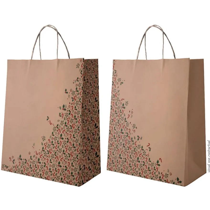 Sac kraft poignées torsadées Sugar - 36 x 12 x 41 cm
