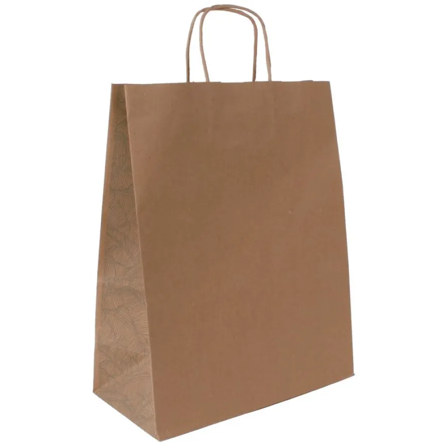 Sac kraft poignées torsadées Jungle vert - 24 x 11 x 31 cm