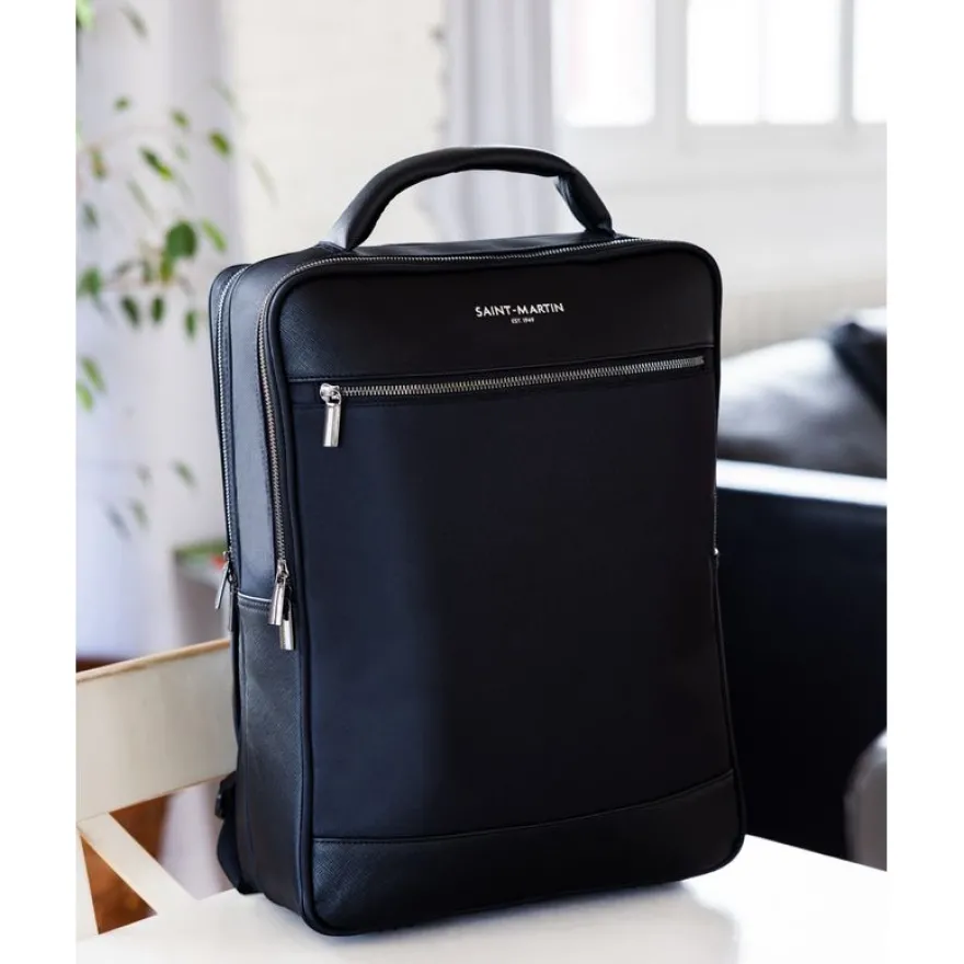 Saint-Martin - Sac à dos pour ordinateur noir Jules - 2 compartiments - 15,6" - Viquel