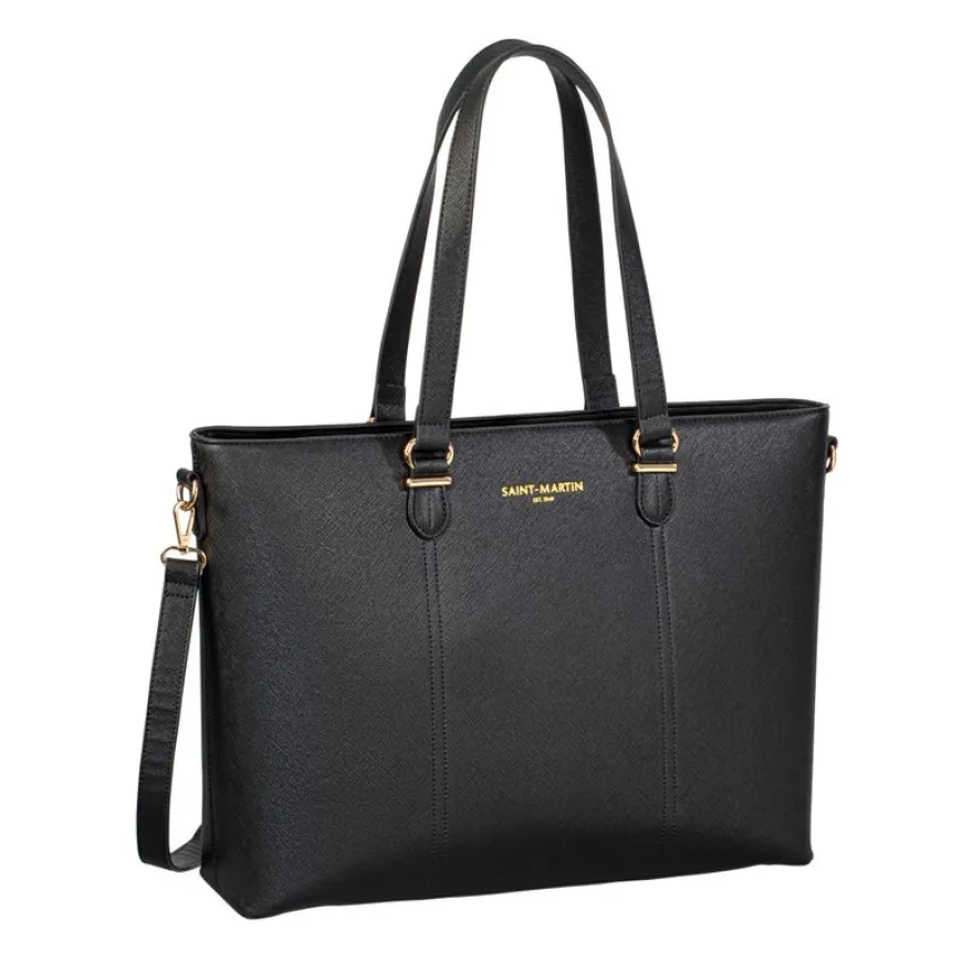 Saint-Martin - Sac cabas pour ordinateur noir Alba _ 1 compartiment - 15,6" - Viquel