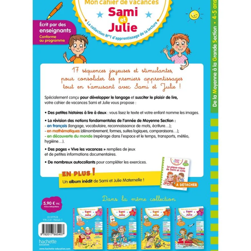 Sami et Julie - De la Moyenne à la Grande Section - Cahier de vacances