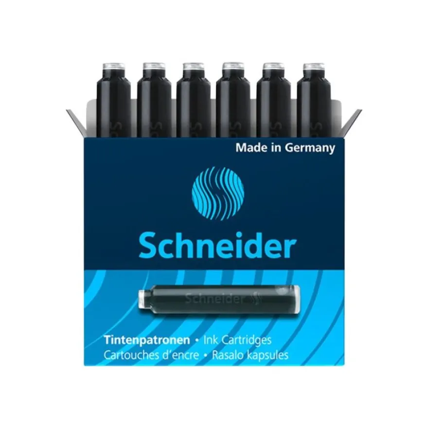 Schneider - 6 Cartouches d'encre pastel - noir