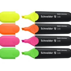 Schneider Job - Pack de 4 surligneurs - couleurs assorties