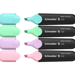 Schneider Job Pastel - Pack de 4 surligneurs - couleurs assorties