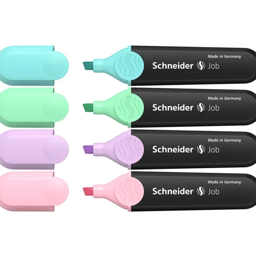 Schneider Job Pastel - Pack de 4 surligneurs - couleurs assorties