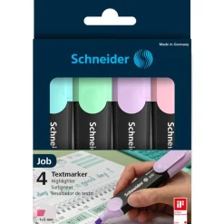 Schneider Job Pastel - Pack de 4 surligneurs - couleurs assorties