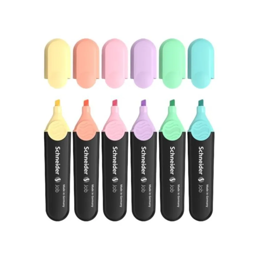 Schneider Job Pastel - Pack de 6 surligneurs - couleurs assorties