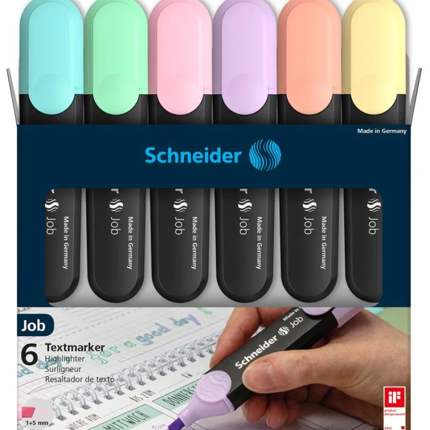 Schneider Job Pastel - Pack de 6 surligneurs - couleurs assorties