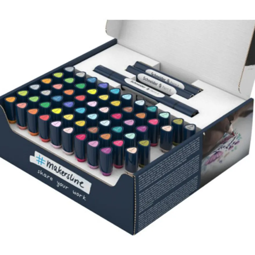 Schneider Paint-It 040 - Set complet - 30 recharges à pointe ogive + 31 à pointe pinceau + 11 corps - couleurs assorties