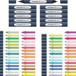 Schneider Paint-It 040 - Set complet - 30 recharges à pointe ogive + 31 à pointe pinceau + 11 corps - couleurs assorties