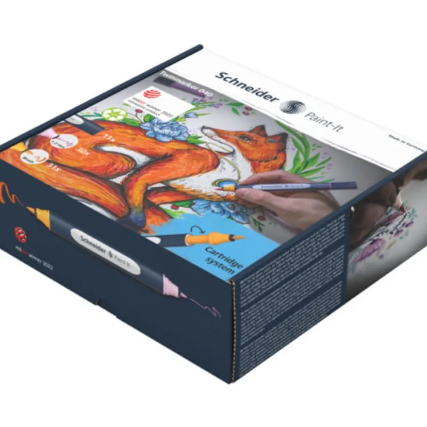 Schneider Paint-It 040 - Set complet - 30 recharges à pointe ogive + 31 à pointe pinceau + 11 corps - couleurs assorties