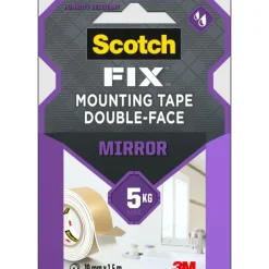 Scotch - Ruban adhésif Double face - Fix™ Miroirs & pièces humides, Jusqu'à 5kg 19mm x 1,5m
