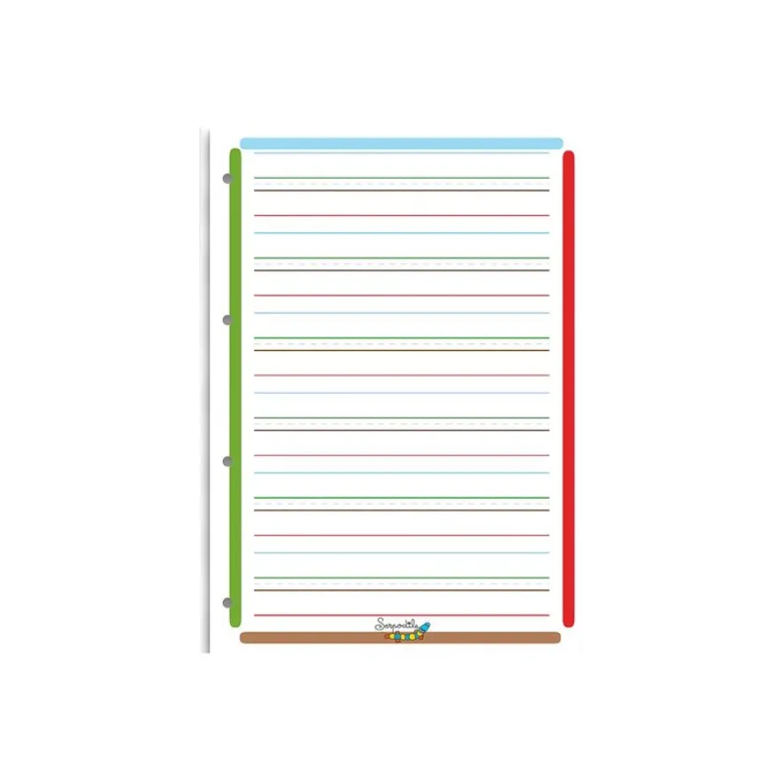 Serpodile - 50 feuilles mobiles Dys perforées - 100 pages - A4 - ligné 7 mm