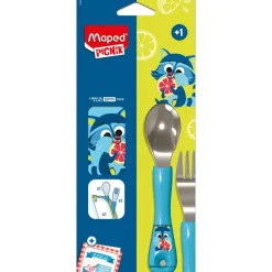 Set de 2 couverts MINIZ pour enfants – Design raton laveur – Pratiques et ludiques
