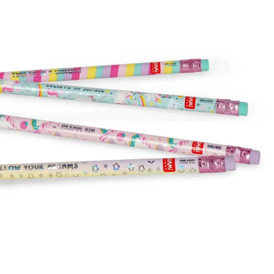 Set de 4 crayons à papier hb parfumés unicorn