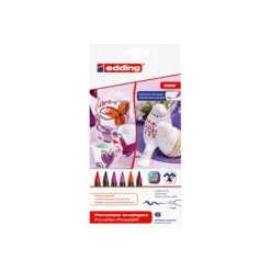 Set de 6 feutres pinceau pour porcelaine Edding 4200 – Couleurs chaudes – Résistants au lave-vaisselle