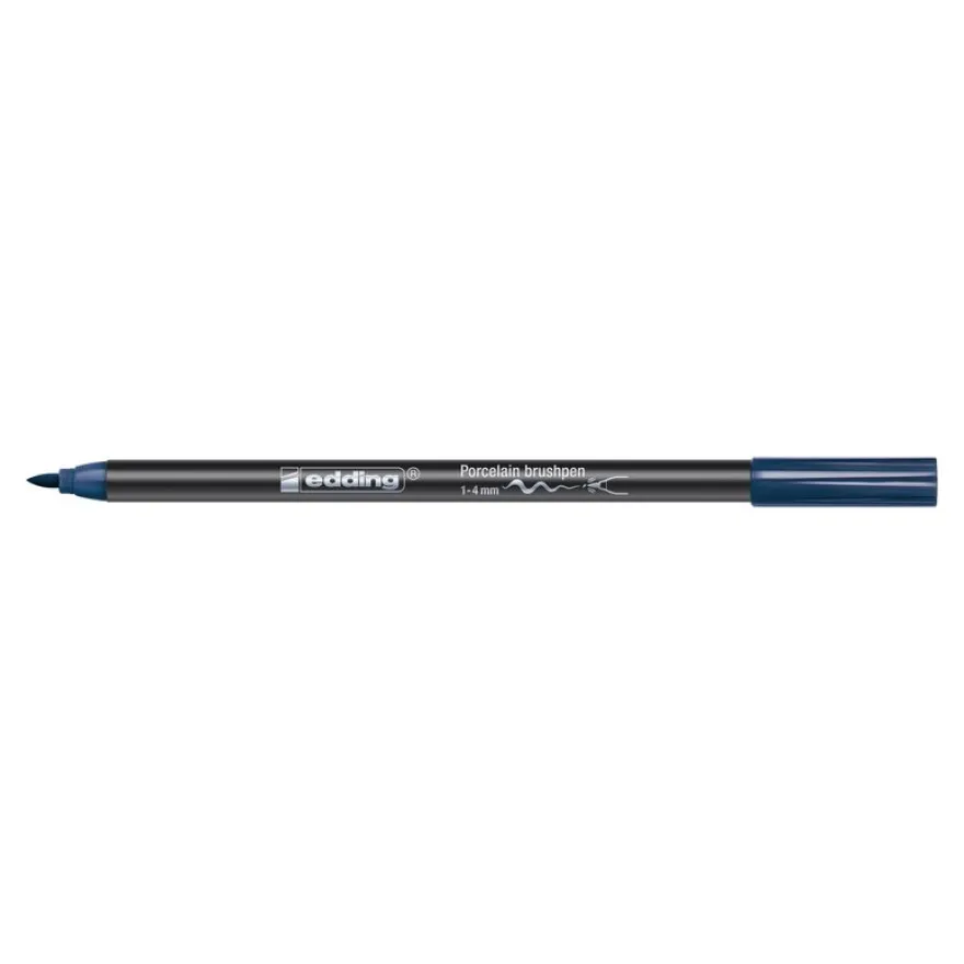 Set de 6 pinceaux pour porcelaine Edding 4200 – Couleurs froides - pointe pinceau 1-4 mm - encre pigmentée résistante à la chaleur et au lave-vaisselle