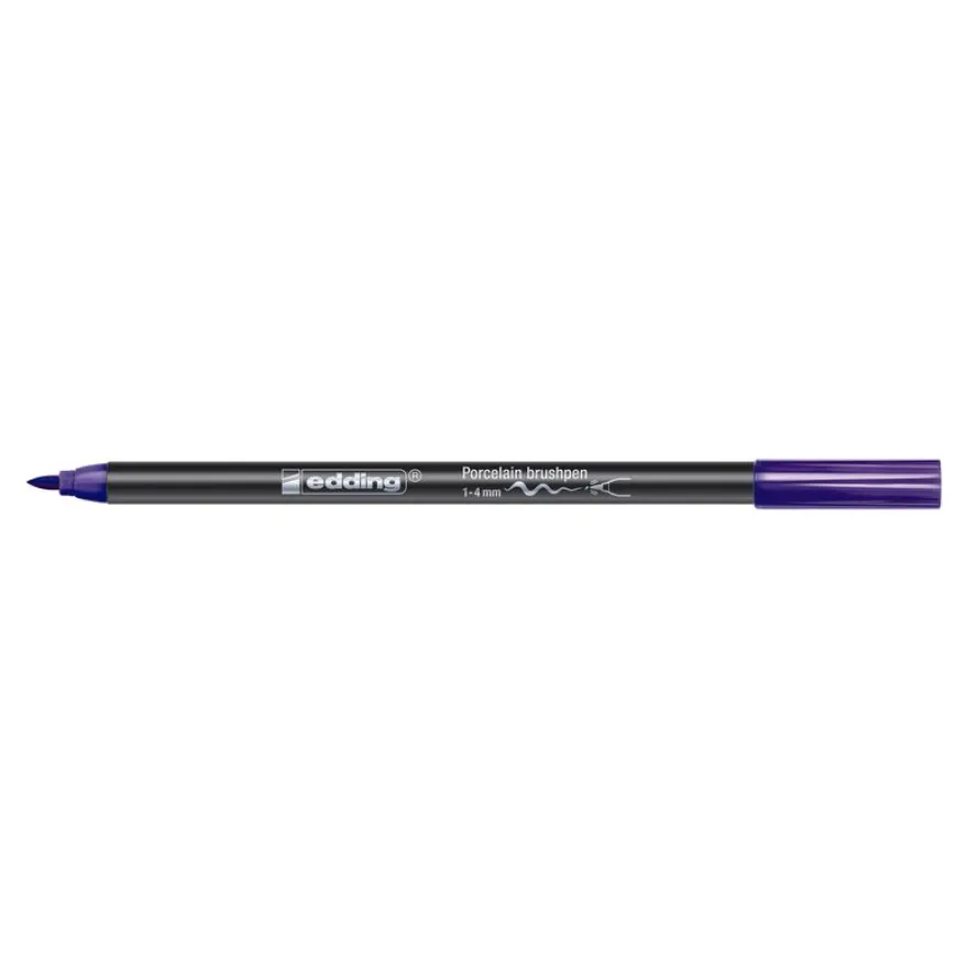 Set de 6 pinceaux pour porcelaine Edding 4200 – Couleurs froides - pointe pinceau 1-4 mm - encre pigmentée résistante à la chaleur et au lave-vaisselle