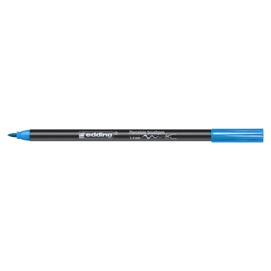 Set de 6 pinceaux pour porcelaine Edding 4200 – Couleurs froides - pointe pinceau 1-4 mm - encre pigmentée résistante à la chaleur et au lave-vaisselle
