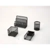 Set de bureau en métal mesh – 4 pièces – noir
