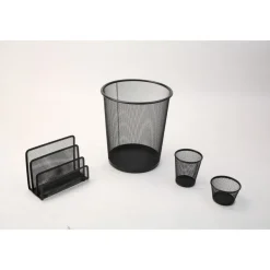 Set de bureau en métal mesh – 4 pièces – noir