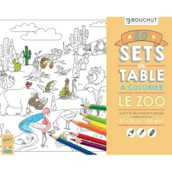 Sets de table à colorier Le zoo - 32 x 42 cm - Bouchut
