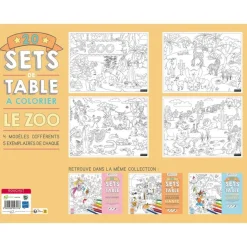 Sets de table à colorier Le zoo - 32 x 42 cm - Bouchut