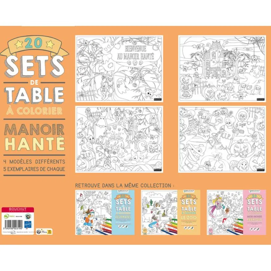 Sets de table à colorier Manoir hanté - 32 x 42 cm - Bouchut