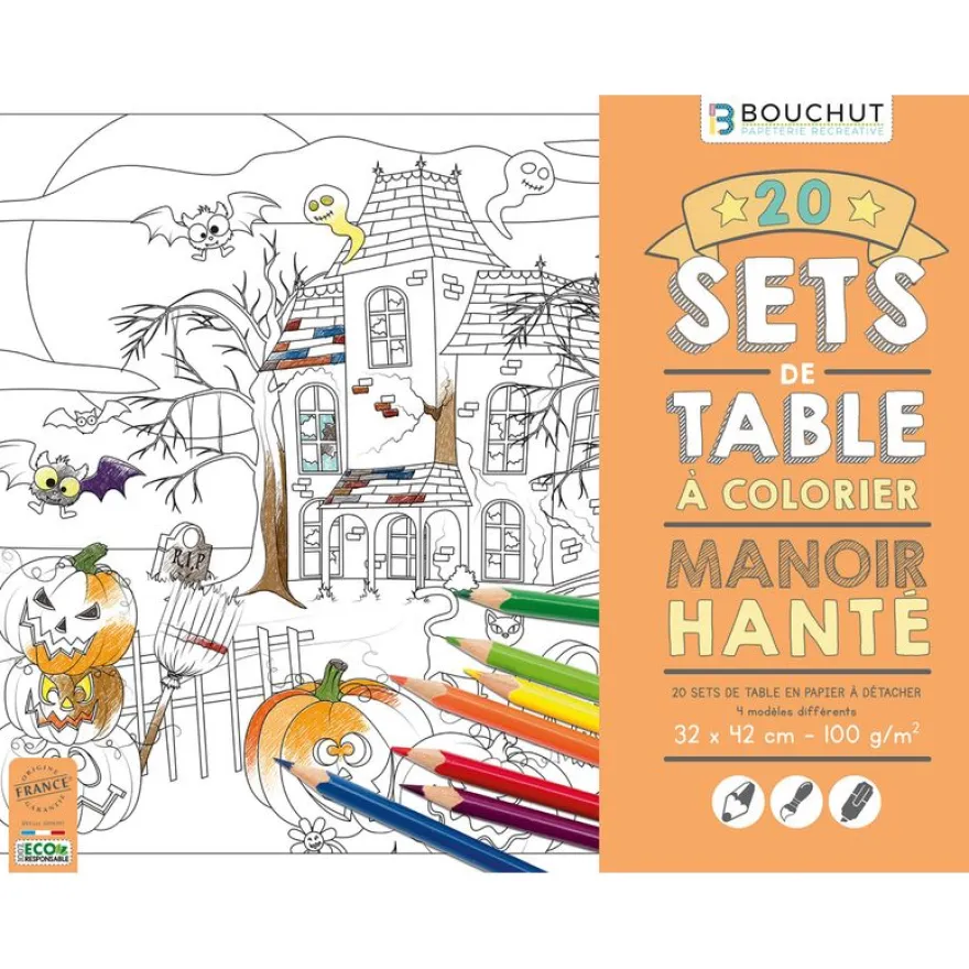 Sets de table à colorier Manoir hanté - 32 x 42 cm - Bouchut