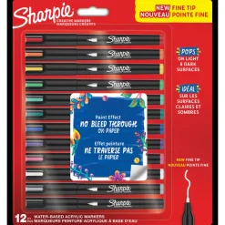 Sharpie – 12 Marqueurs Créatifs Pointe Fine – Couleurs Vives Assorties