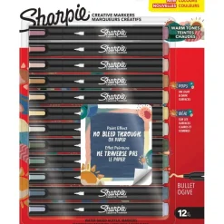 Sharpie – 12 Marqueurs Créatifs Pointe Ogive – Couleurs Chaudes Assorties
