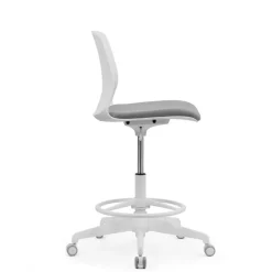 Siege technique LYNA - tabouret assis-debout - hauteur réglable - repose-pieds - gris/blanc