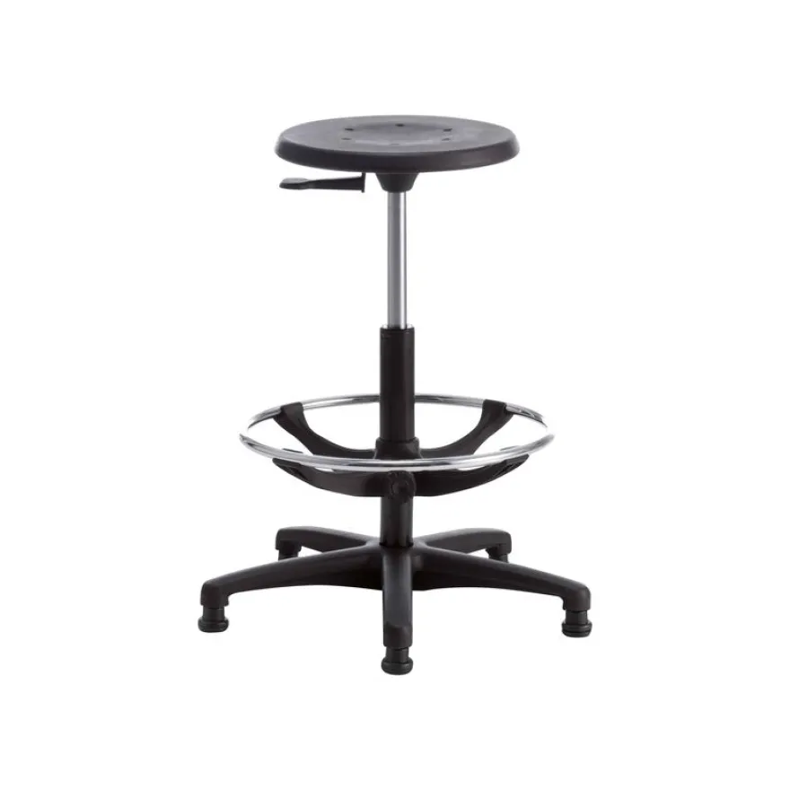 Siege technique TECNIK - tabouret assis-debout - hauteur réglable jusqu'à 75 cm - repose-pieds réglable - noir
