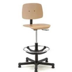 Siege technique TECNIK TB20 - tabouret assis-debout - hauteur réglable jusqu'à 78 cm - repose-pieds réglable - dossier - bois