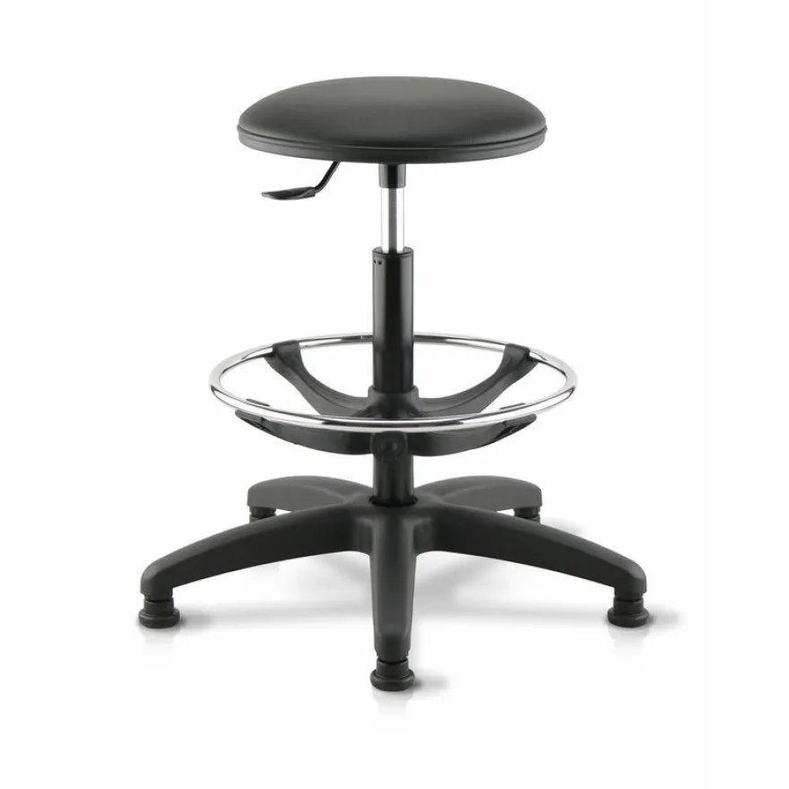 Siege technique TECNIK TC10 - tabouret assis-debout - hauteur réglable jusqu'à 80 cm - repose-pieds réglable - noir