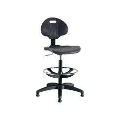 Siège technique POLO - tabouret assis-debout - hauteur réglable jusqu'à 81 cm - repose-pieds réglable - dossier - noir