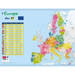 Sous-main carton rigide Carte Europe Politique - 40,5 x 55 cm - Bouchut