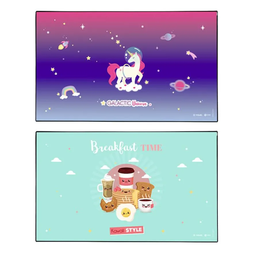 Sous-main Kawaii + Galactic Unicorn- 59,5 x 36,2 cm - Assortis - Viquel