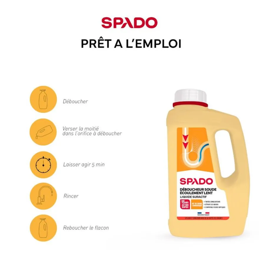 Spado - Déboucheur liquide spécial écoulement - 1L
