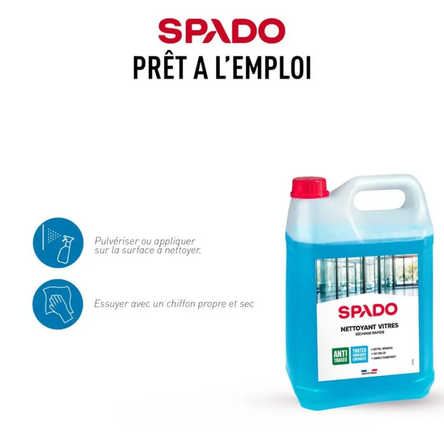 SPADO PRO - Produit de nettoyage vitres - bouteille 5 L