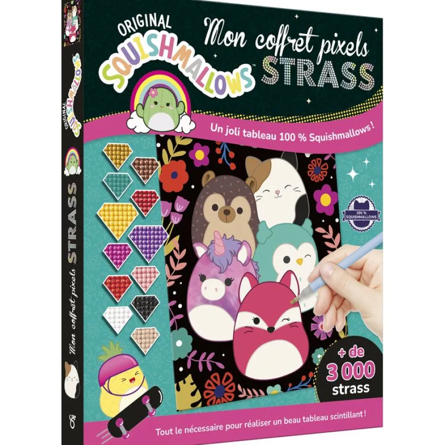 Squishmallows Mon coffret pixels strass Coffret avec un tableau à décorer, plus de 3 200 strass et un stylet pour les appliquer Dès 6 ans