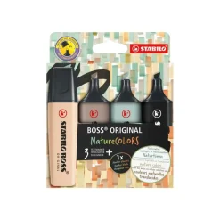 STABILO BOSS ORIGINAL NatureCOLORS - 4 Surligneurs - gris chaud, beige, vert terre, noir