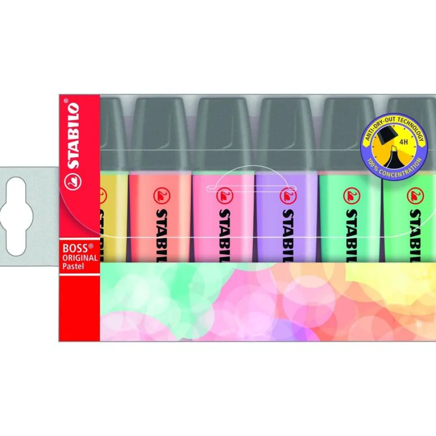 STABILO BOSS ORIGINAL Pastel - Pack de 6 surligneurs - couleurs assorties