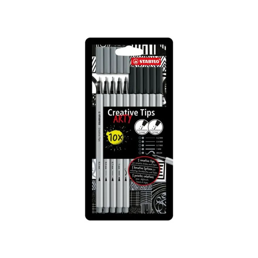 Stabilo Creative Tips Arty - Étui Carton 10 Stylos Feutres