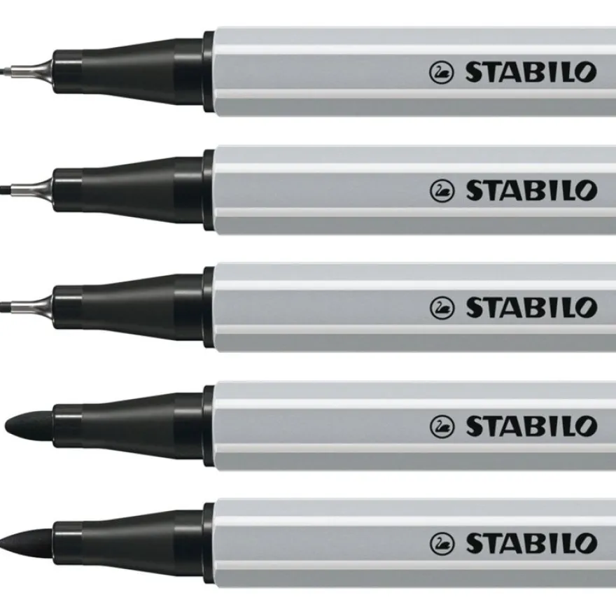 STABILO Creative tips ARTY - 5 Feutres de coloriage de pointes différentes - noir