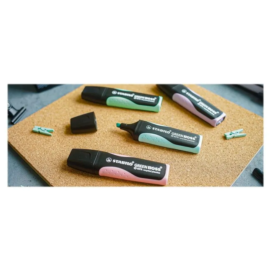 STABILO GREEN BOSS Pastel - Pack de 4 surligneurs - couleurs pastels assorties