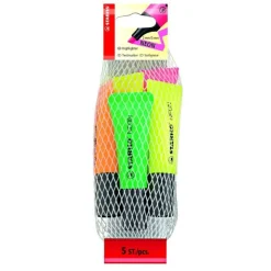 STABILO NEON - Filet 5 Surligneur fluo fluos - orange, 2 jaune, vert, rose