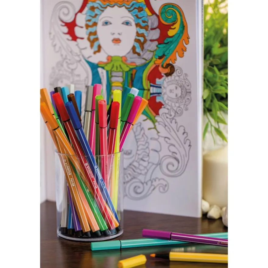 STABILO Pen 68 - 18 Feutres pointe moyenne - couleurs assorties